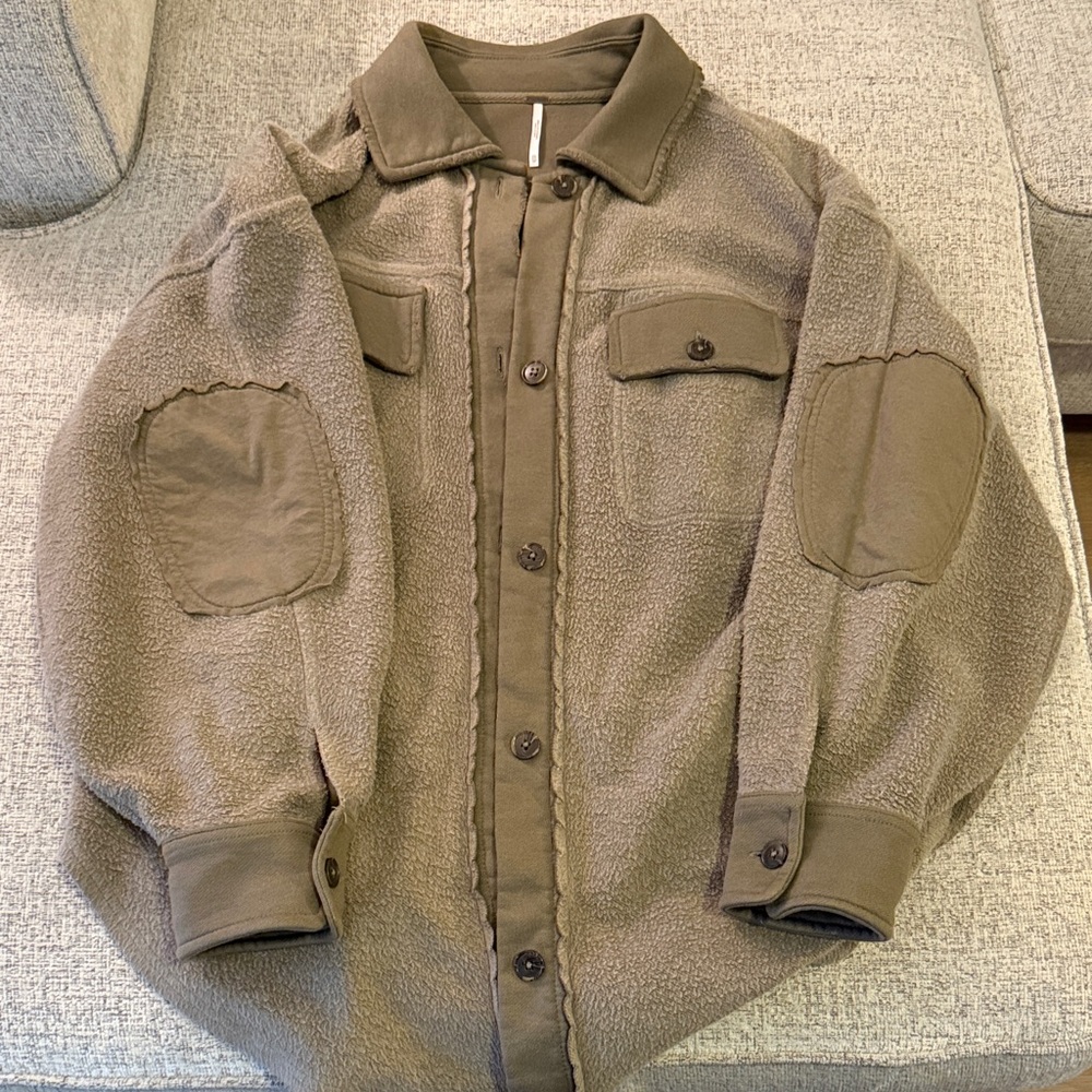 Free People green flannel sweater